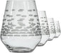 Rolf Glass Strata Stemless Wine Tumbler | Made in America | 18oz Stemless Wine Glass | Diamond Engraved Crystal Glass | Geometric Brick Design | Set of 4