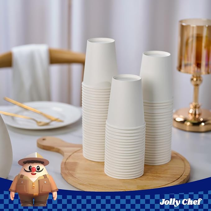 JOLLY CHEF 400 Pack 8 oz Paper Coffee Cups, Water Juice or Tea, Suitable - Image 7