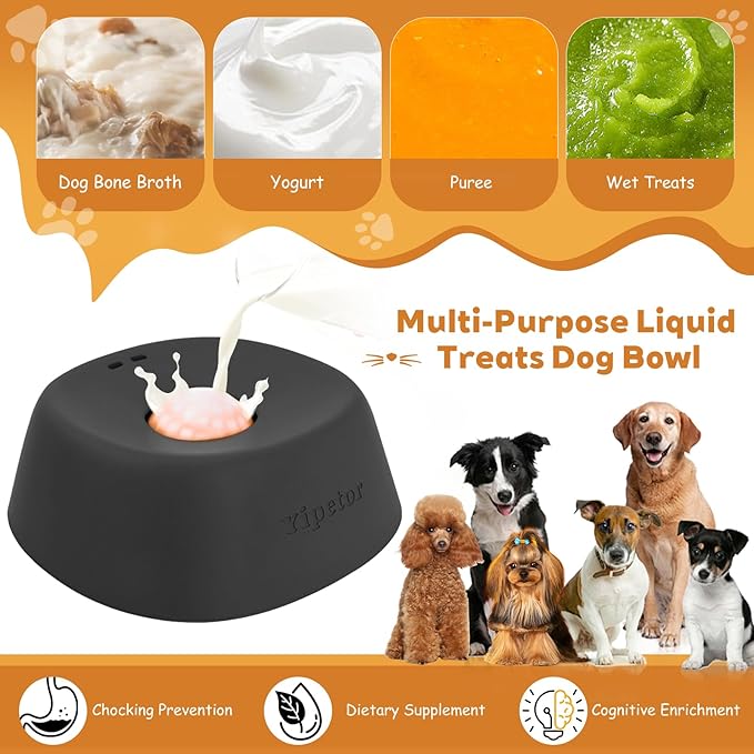 Yipetor Slow Feeder Dog Bowls for Liquid Treat, 【Enrichment Ball-Roll】 Bone - Image 4
