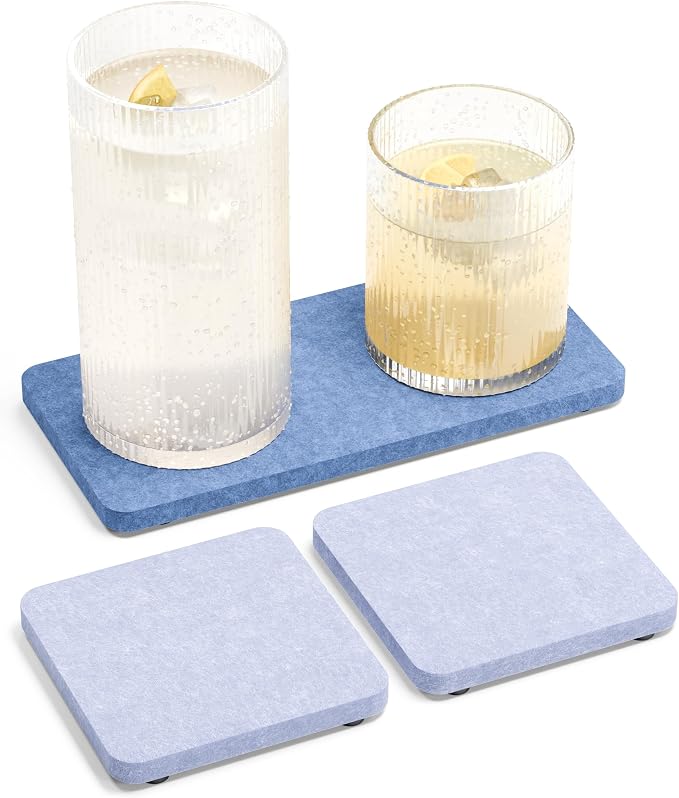 Fluxynara Felt Coasters for Drinks, Mixed Sizes, Soft Periwinkle & Blue | 8 x 4 by FLUXYNARA
