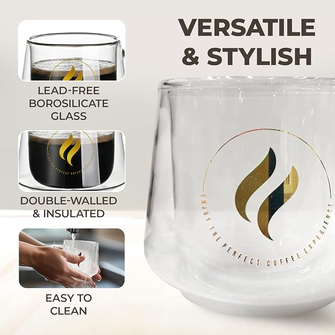 GLORAMA Double Walled Glass Coffee Mugs - 10oz Coffee Mugs - Image 3