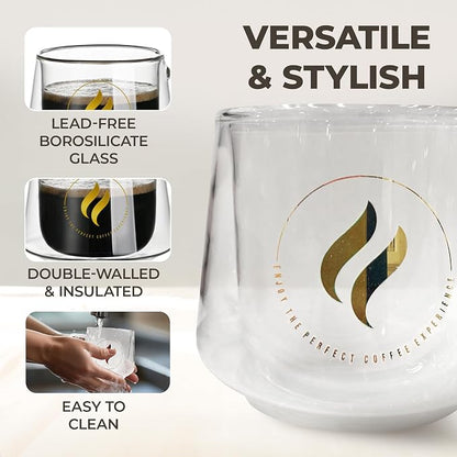 GLORAMA Double Walled Glass Coffee Mugs - 10oz Coffee Mugs - Image 3