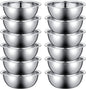 Pinkunn 12 Pcs Stainless Steel Mixing Bowls, Nesting Metal Salad Prep Bowls Bulk Reusable Baking Food Container Large Medium Small for Kitchen Hotel Restaurant Cooking, Silver (8.66 x 3 Inch)