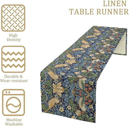 William Morris Floral Table Runner, Vintage Flowers Botanical Printed Table - Image 4