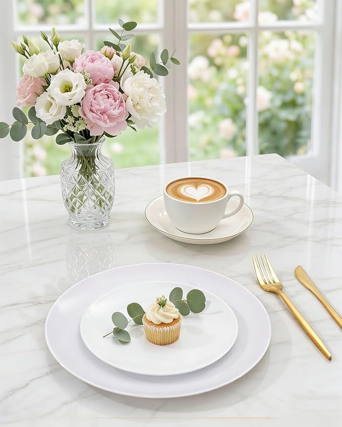 PULOTE 100PCS White Plastic Plates Disposable - Image 4