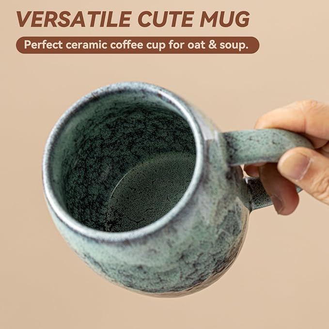 Sage & Moss Nebula Ceramic Coffee Mug - 14 oz Unique Reactive Glaze Coffee Cup - Image 7