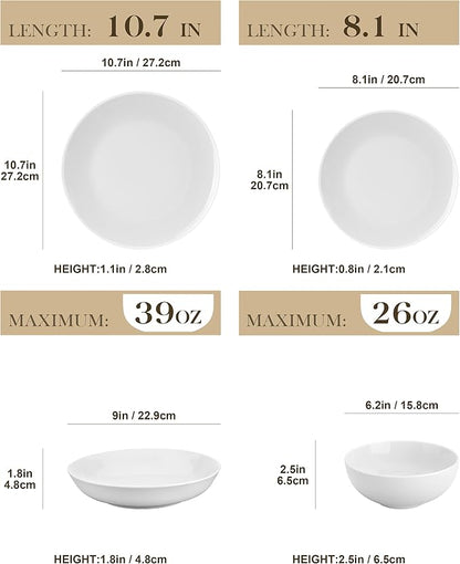 MALACASA 24-Piece Porcelain Dinnerware Set, Microwave & Dishwasher Safe - Image 2