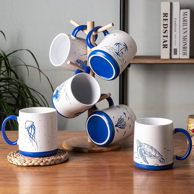 AmorArc Large Coffee Mugs Set of 6, 18oz Ceramic Coffee Cups - Image 7