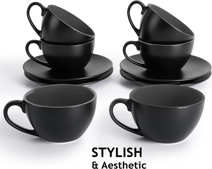MIAMIO - Set of 6, Ceramic Stackable Cappuccino Cups Set / 6 Ounce Cappuccino - Image 6