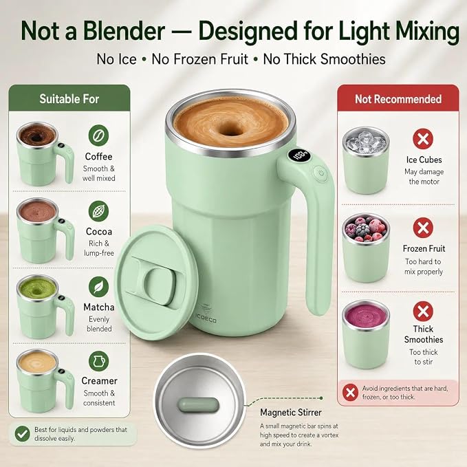 Self Stirring Coffee Mug, 12oz Rechargeable Magnetic Mixing Cup - Image 6