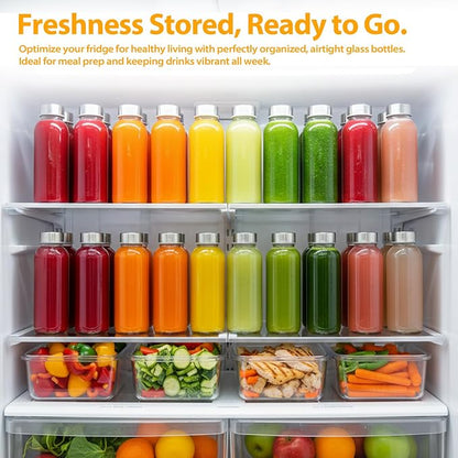 Sursip 10 oz Glass Juice Bottles, 10 Pack, Leakproof Stainless Lids | Reusable - Image 8