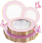 60Pcs Pink Plates Disposable by WDF