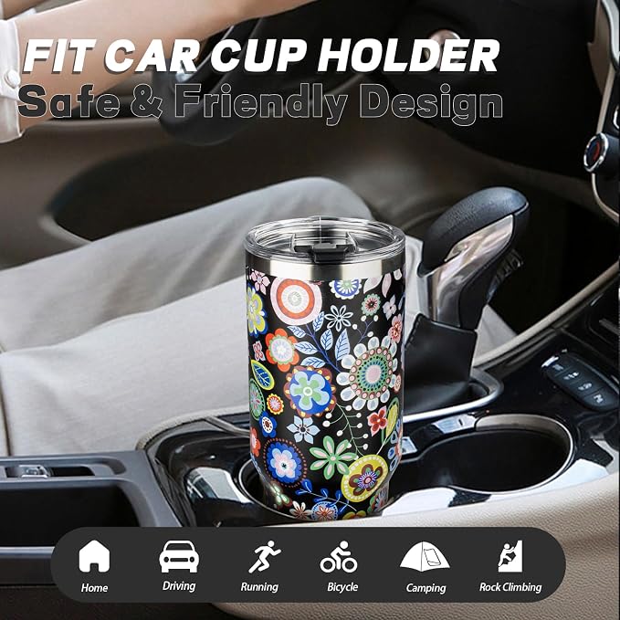 40 oz Tumbler with Lids and Straws, Stainless Steel Insulated Coffee Tumbler - Image 6