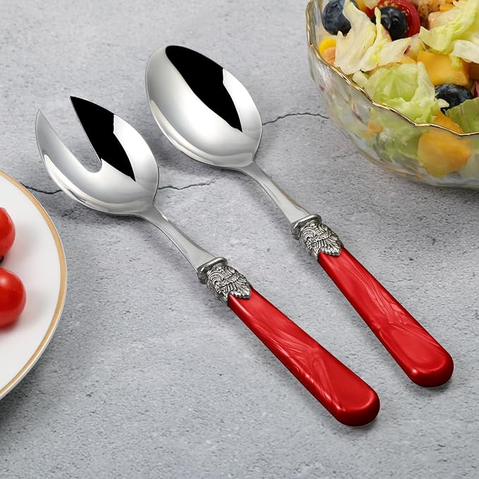 2-piece Salad Servers Stainless Steel Salad Serving Set Salad Fork and Spoon - Image 2