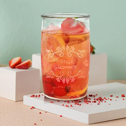 Dingerjar Vintage Drinking Glasses set of 6 Artisan Crafted 20 Oz Premium Clear - Image 8