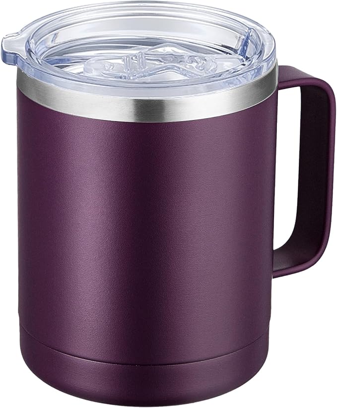 MEWAY 12oz Coffee Mug With Handle and Sliding Lid, Stainless Steel Travel by MEWAY