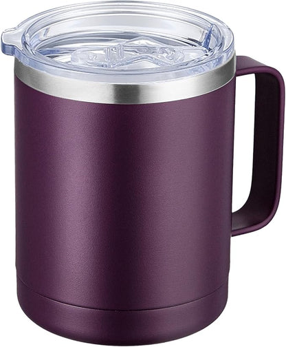 MEWAY 12oz Coffee Mug With Handle and Sliding Lid, Stainless Steel Travel by MEWAY