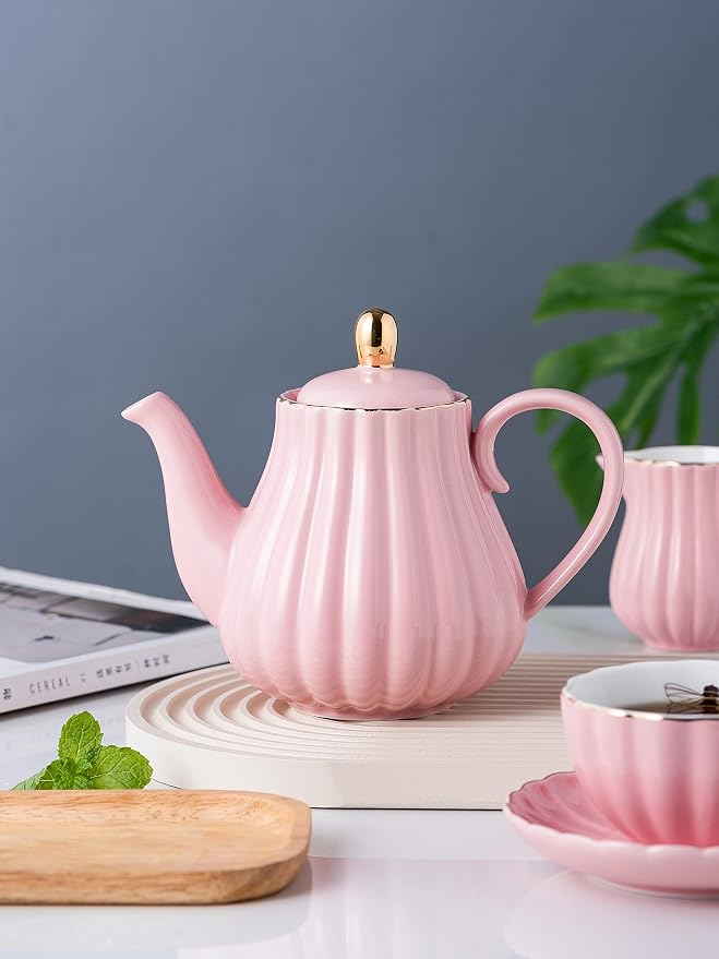 Jusalpha Porcelain Tea Set- 8 OZ Coffee/Teacup, Cup Holder, Serve of 6- - Image 8