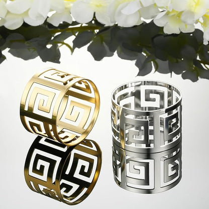 Hotop 96 Pcs Silver Napkin Rings Set Hollow Out Metal Napkin Holder Exquisite Serviette Buckle Bulk for Wedding Party Gathering Dinner Table Decoration