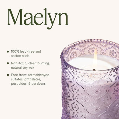 LA JOLIE MUSE Jardin de Lavender Scented Candle - Coconut, Lavender & Sandalwood | 6 oz Natural Soy Wax | 40 Hours Clean Burn | Aromatherapy Candle for Relaxation | Elegant Home Decor