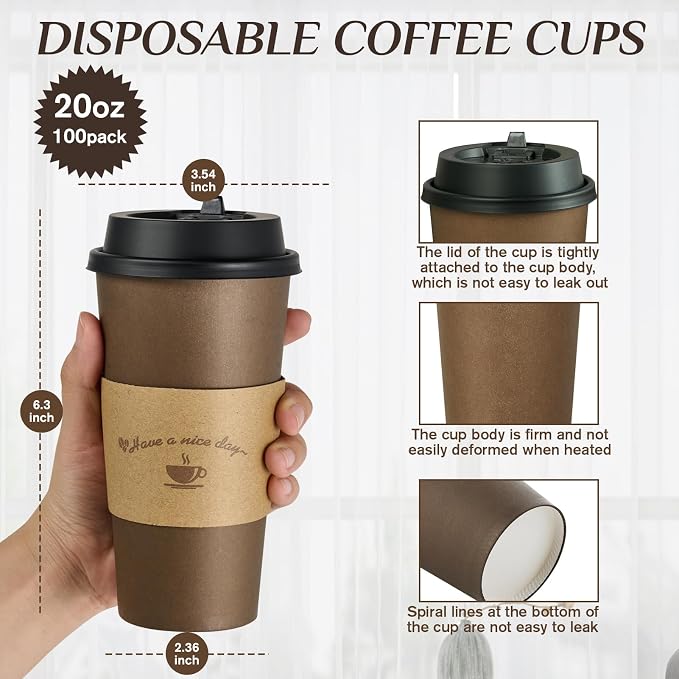 LITOPAK 100 Pack 20 oz Coffee Cups - Image 2