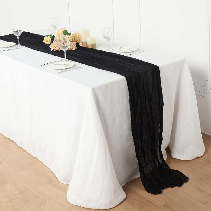 Efavormart 10ft Black Gauze Table Runner by efavormart