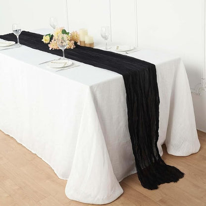 Efavormart 10ft Black Gauze Table Runner by efavormart