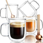Double Walled Glass Coffee Mugs 12 oz, Glass Coffee Cups Set of 4 by COMOME