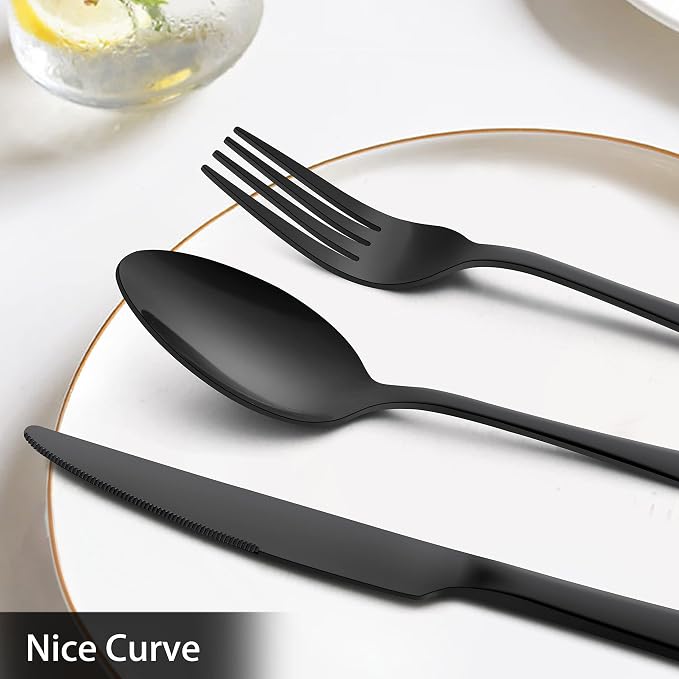 LIANYU 36-Piece Black Flatware Set - Image 4