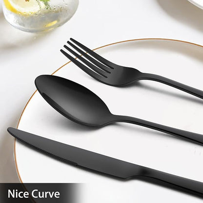 LIANYU 48-Piece Black Silverware Set - Image 4