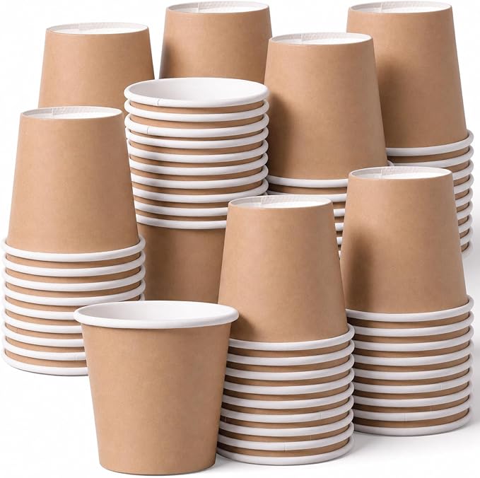 100 Pcs Mini Coffee Cups Brown Culture Cup 2oz Disposable Bathroom Cups Paper by Unknown