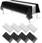 8Pack Disposable Plastic Tablecloths and Satin Table Runner Set Black and by MASHAN