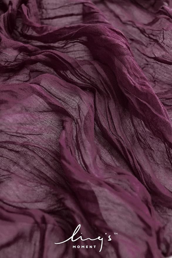 Ling's Moment Deep Purple Gauze Cheesecloth Table Runner, 14FT | Purple Sheer - Image 3