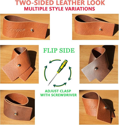 Reddish Brown Napkin Rings Set of 6 – Elegant Leather Napkin Ring Holders - Image 3