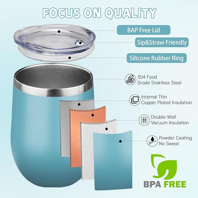 12oz/6 Pack Stainless Steel Wine Tumbler - Image 3
