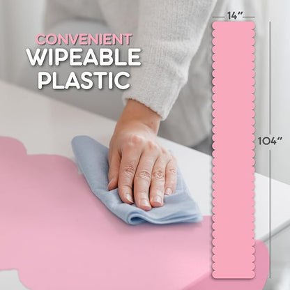 Light Pink Scallop Table Runner, Disposable Plastic, 5 Pack - Image 6