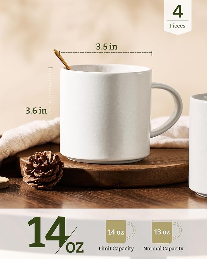 famiware Coffee Mugs Set of 4, Nebula 14oz Coffee Mugs Ceramic Cup Set | - Image 4