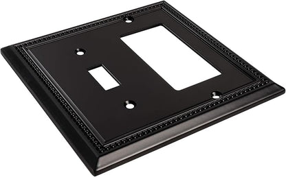 Henne Bery Sunken Pearls Heavy Duty Decorative Wall Plate Switch Plate Outlet Cover (Toggle/Decorator, Matte Black)