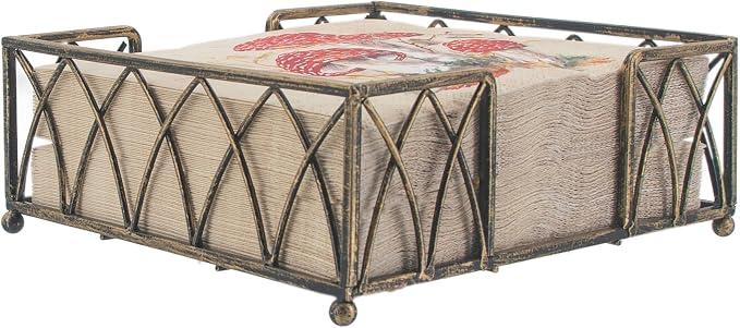 Boston International Lunch Napkin Caddy, Arch Design in Antique Brass by BostonInternational