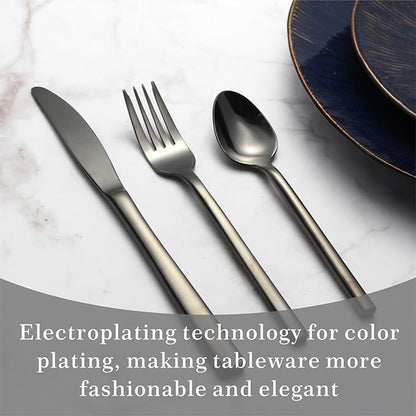 Silverware Set for 4,20 Pieces Forged Stainless Steel Flatware Set Cutlery Set,Heavy Duty and Modern Desgin,Fancy Tableware Cutlery Set for Home,Restaurant,Mirror Polished,Dishwasher Safe