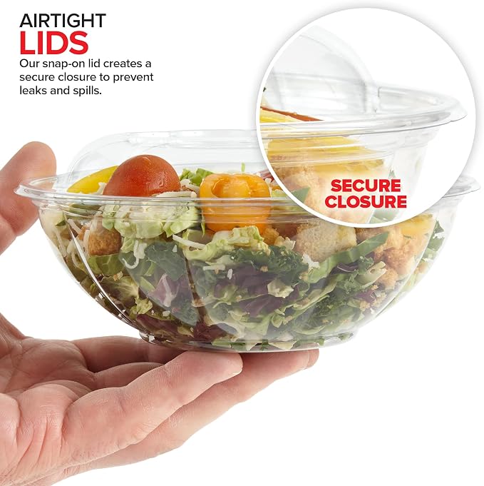 Stock Your Home 24oz Clear Plastic Salad Bowls - Image 4