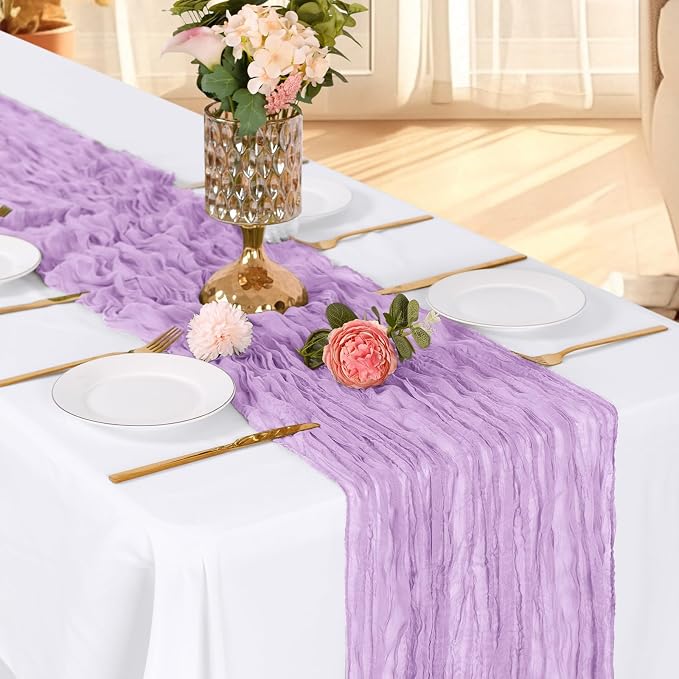 3 Pack Lavender Cheesecloth Table Runner, 17 x 108 Inch, Gauze Cheese Cloth - Image 3