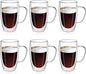 MEWAY 16oz/6 pack Coffee Mugs, Thickened Clear Glass Double Wall Cup by MEWAY