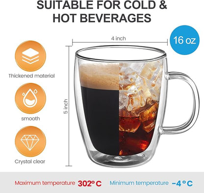 YUNCANG Double Wall Insulated Coffee Mugs, 16 Ounces - Image 2