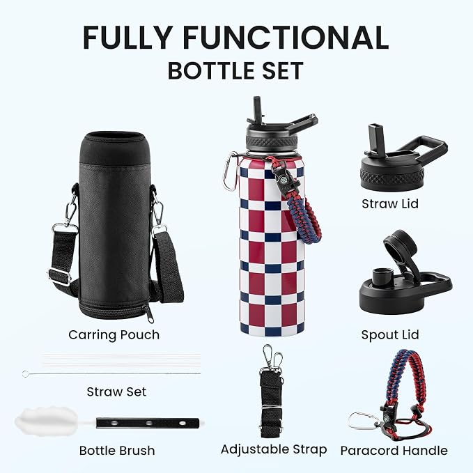 RAYMYLO Insulated Water Bottle 40 oz, Triple Wall Vacuum Stainless Steel | - Image 8