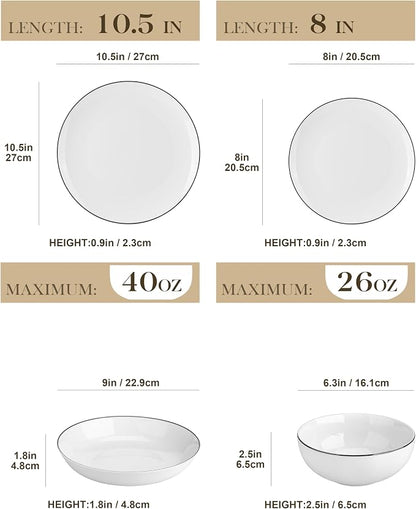 MALACASA 24-Piece Porcelain Dinnerware Set, - Image 2