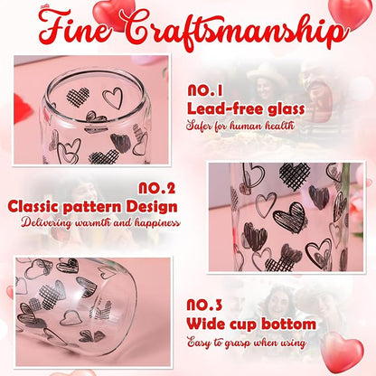 Sliner 2 Pcs Heart Glass Cups Iced Coffee Tumbler - Image 4