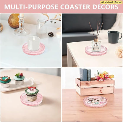 VIBRATITE 4 Inch Glass Coasters Set of 4, Crystal-Like Appearance - Image 6