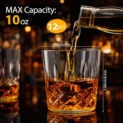 Yungyan 12 Pcs Plastic Clear Whiskey Glasses, 10 oz Unbreakable Reusable Old - Image 2