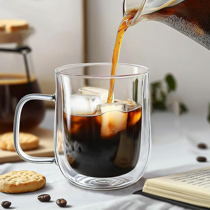 Double Walled Glass Coffee Mugs 12 oz, Glass Coffee Cups Set of 4 - Image 5